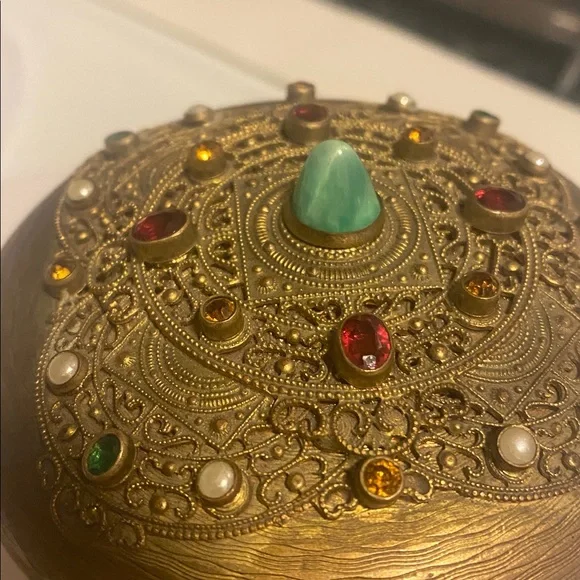Austrian Powder/Jewelry/Trinket Box W/Bronze Jeweled Lid by Josef Hoffmann 1905